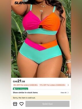 NWT SHEIN women’s neon high waisted bikini size 1x
